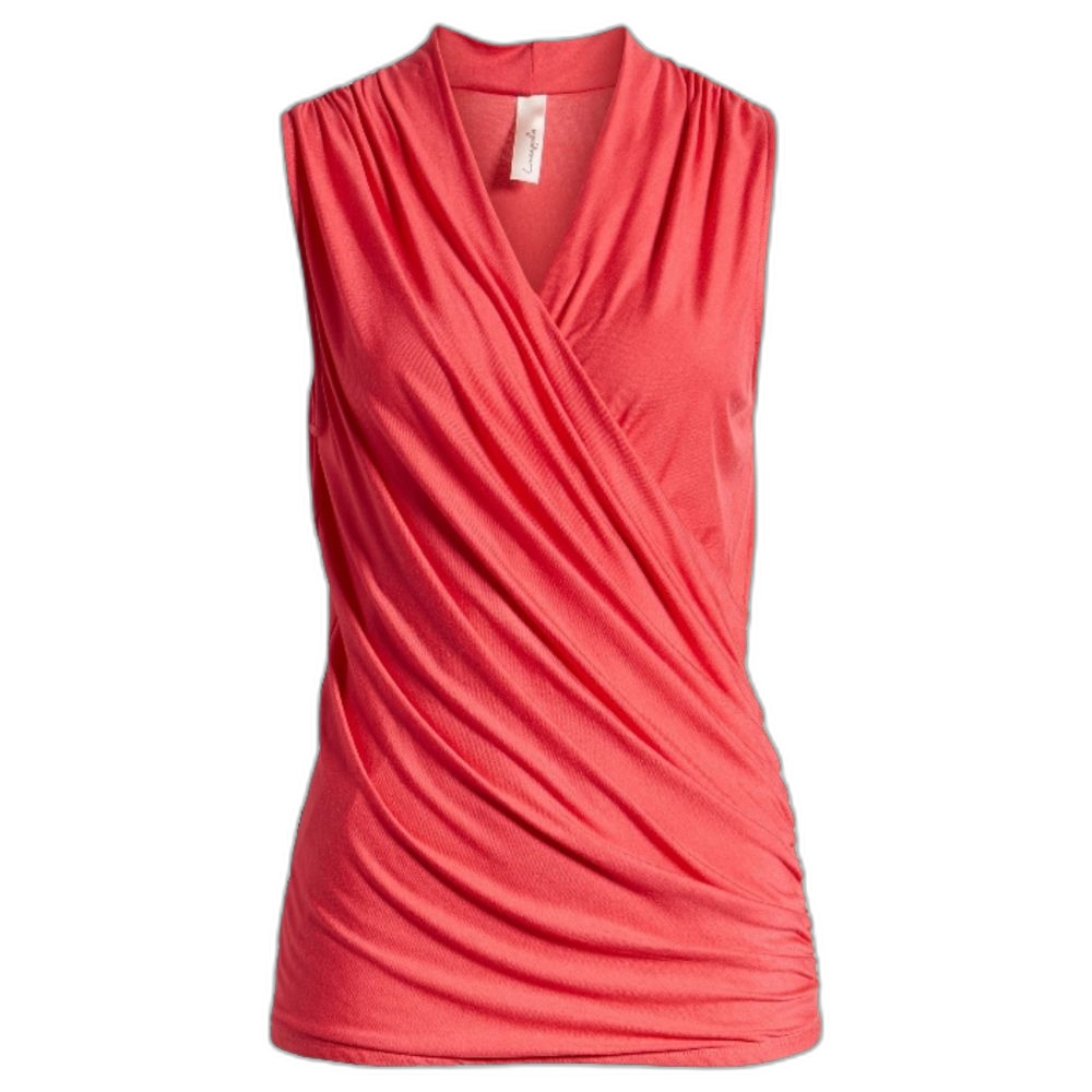 LARA Sleeveless Top Cross Drape Style Front Peach/Pink Size Small